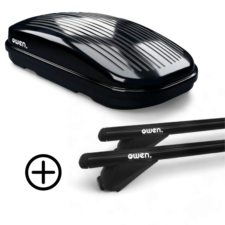 OWEN Dachträger schwarz 3.0L & Dachbox 320L PREMIUM - Bundle