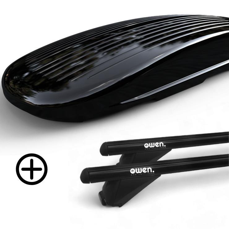 OWEN Dachträger schwarz 3.0L & Dachbox PREMIUM 540L - Bundle