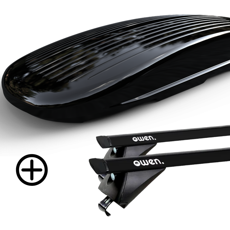 OWEN Dachträger schwarz 3.0L PRO & Dachbox PREMIUM 540L - Bundle