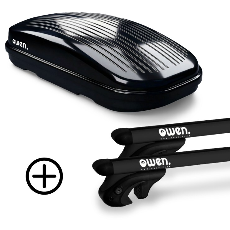 OWEN Dachträger schwarz 5.0S PRO & Dachbox 320L PREMIUM - Bundle