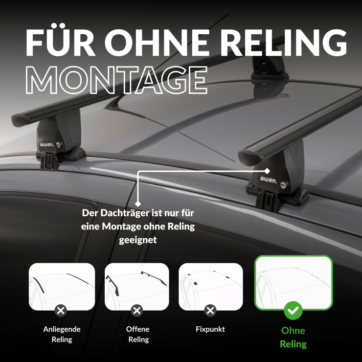 OWEN Dachträger 6.0L für Dach ohne Reling (077G) - Schwarz