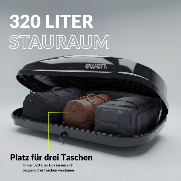 OWEN Dachbox 320L PREMIUM schwarz glänzend