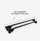 Owen 4.1 L, Universal Roof Rack, 135 Cm For Open Rails, Aluminium Rail
